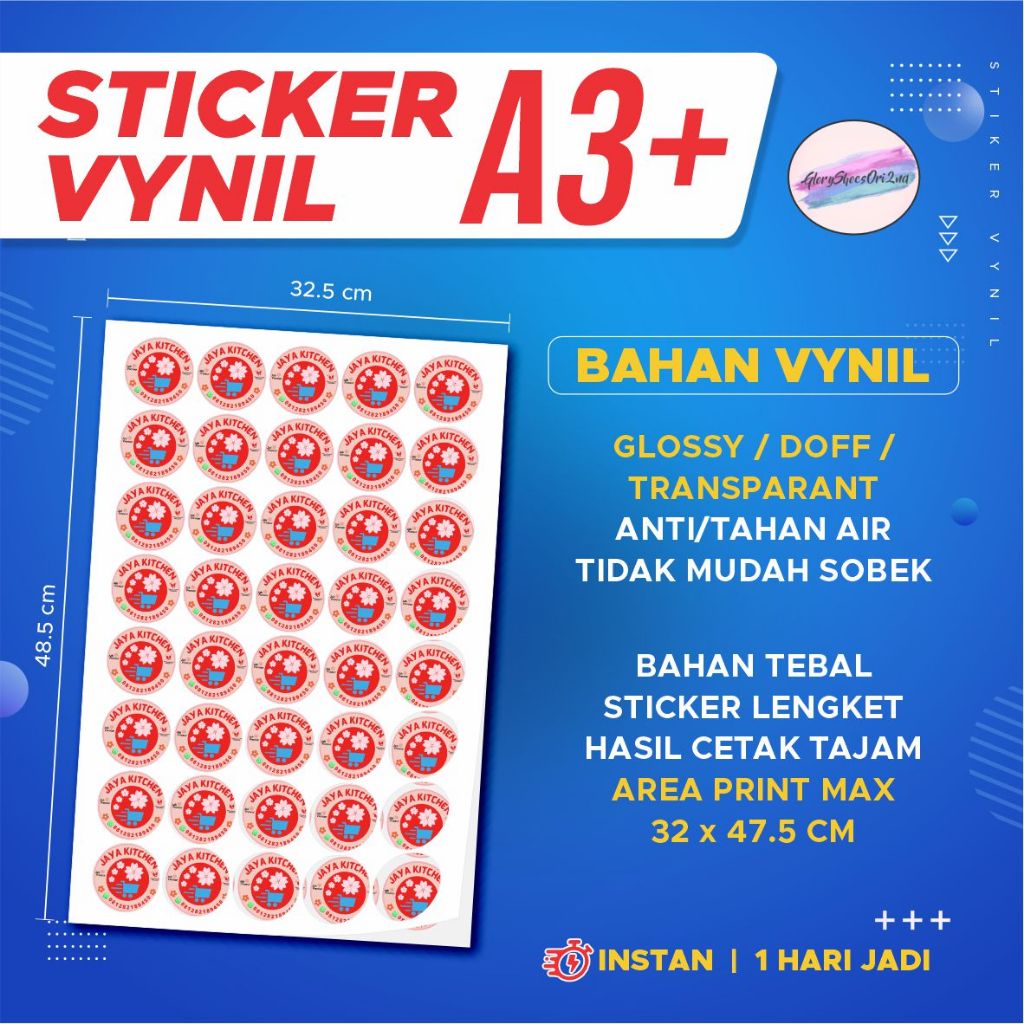 

Print Cetak Label Stiker Vinyl A3+ (PRINT ONLY) Label Makanan / Label Kemasan / Print Stiker