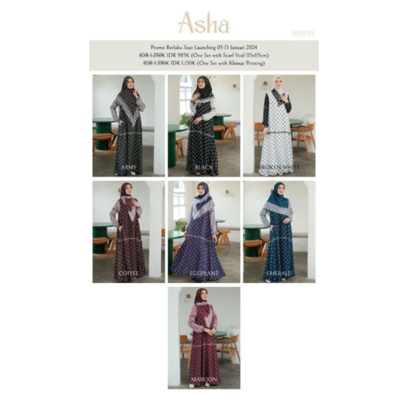 [MADENIA SYARI_MASYA] GAMIS SYARI TERBARU / DRESS SET PRINTING " ASHA SET " BY MASYA