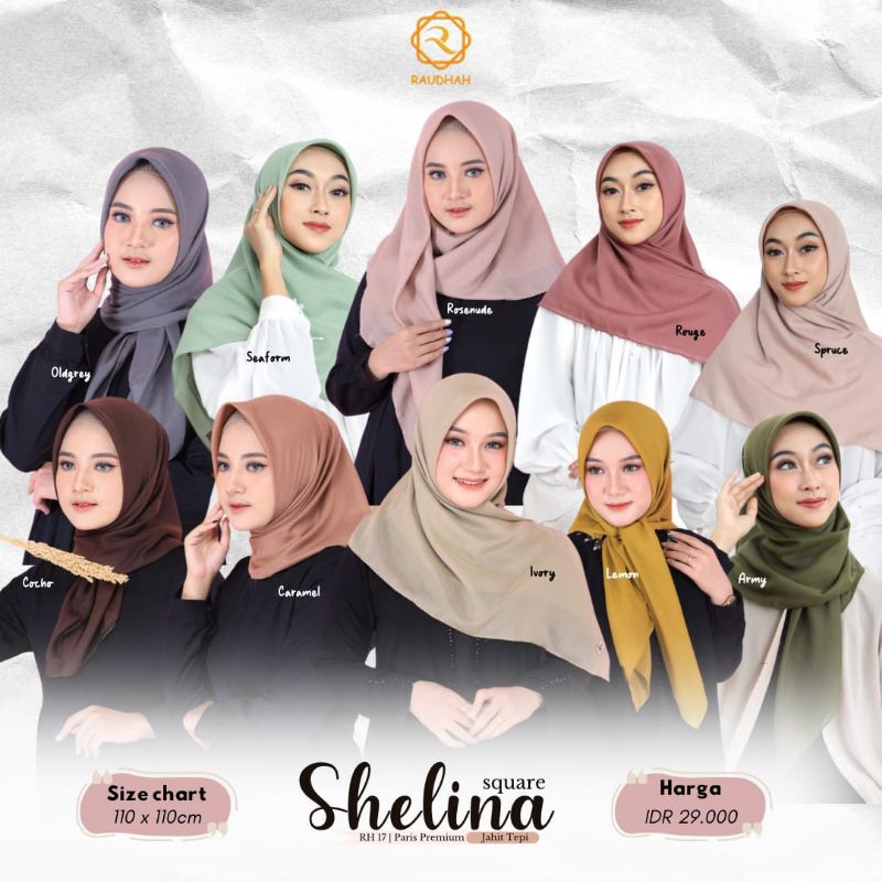 Part 2 Hijab Jibab Segi Empat Shelina Square Paris Premium By Raudhah Zyza segiempat motif cantik