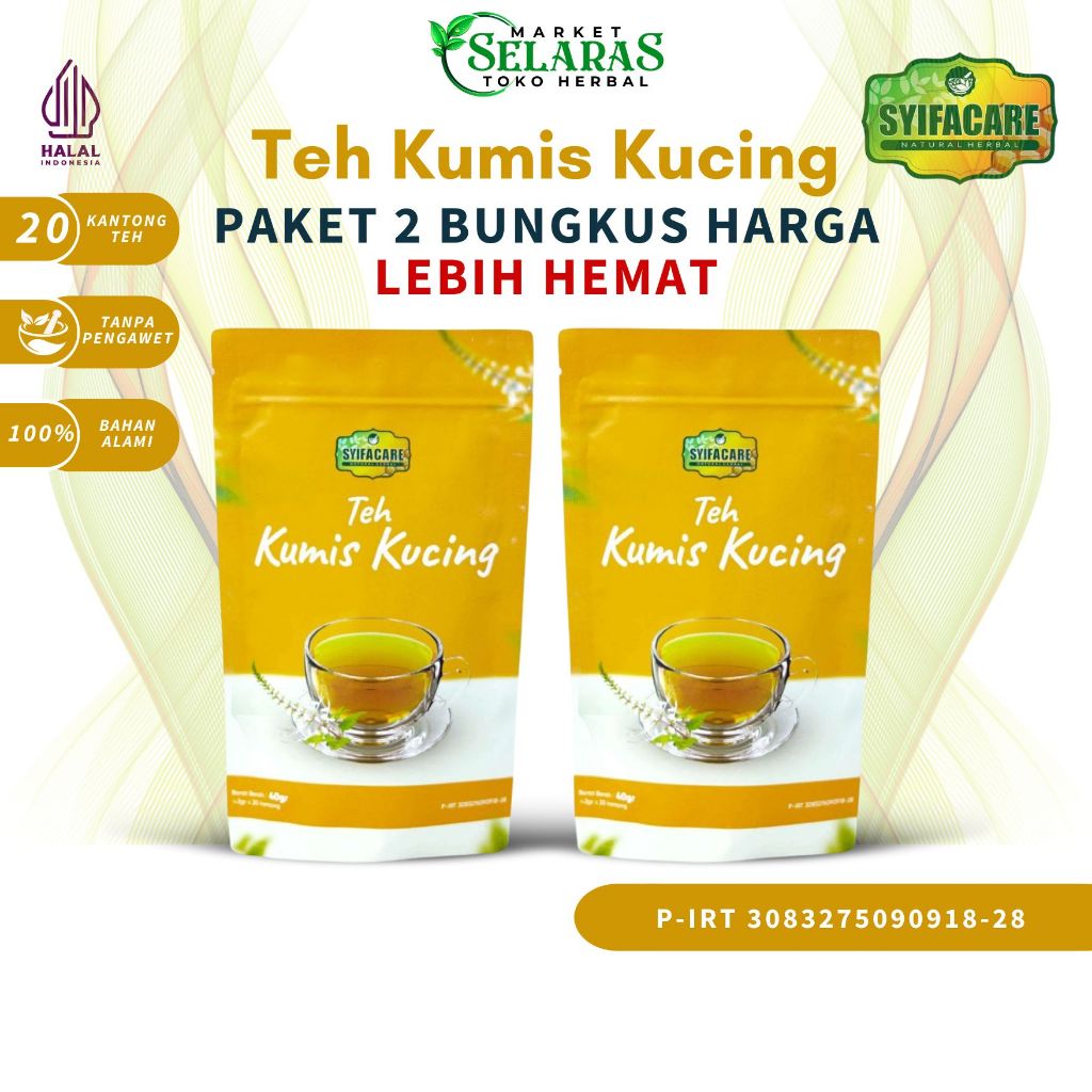 

Paket 2 Bungkus Teh Celup Kumis Kucing Minuman Tradisional 100% Herbal Alami | Teh Kumis Kucing Asli