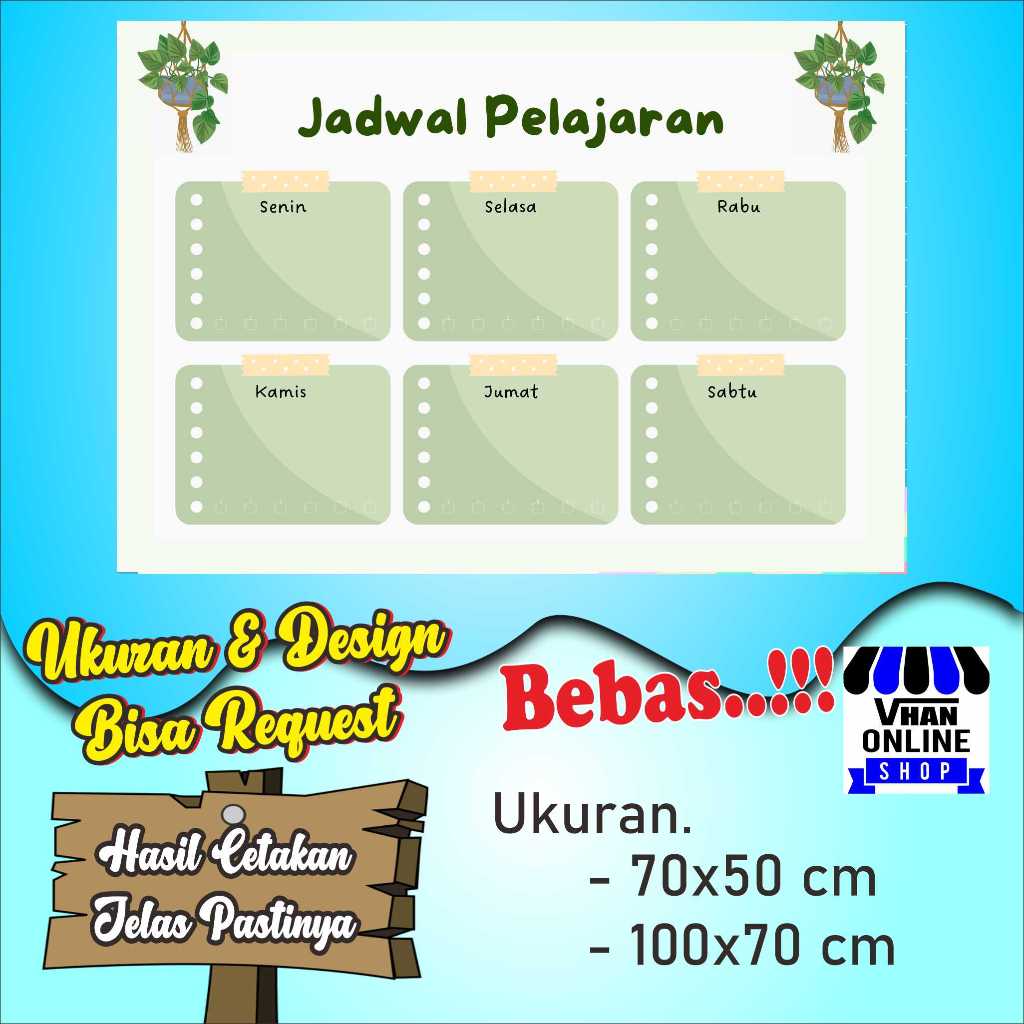 MMT Banner Spanduk Jadwal Belajar Sekolah Warna Putih Abu