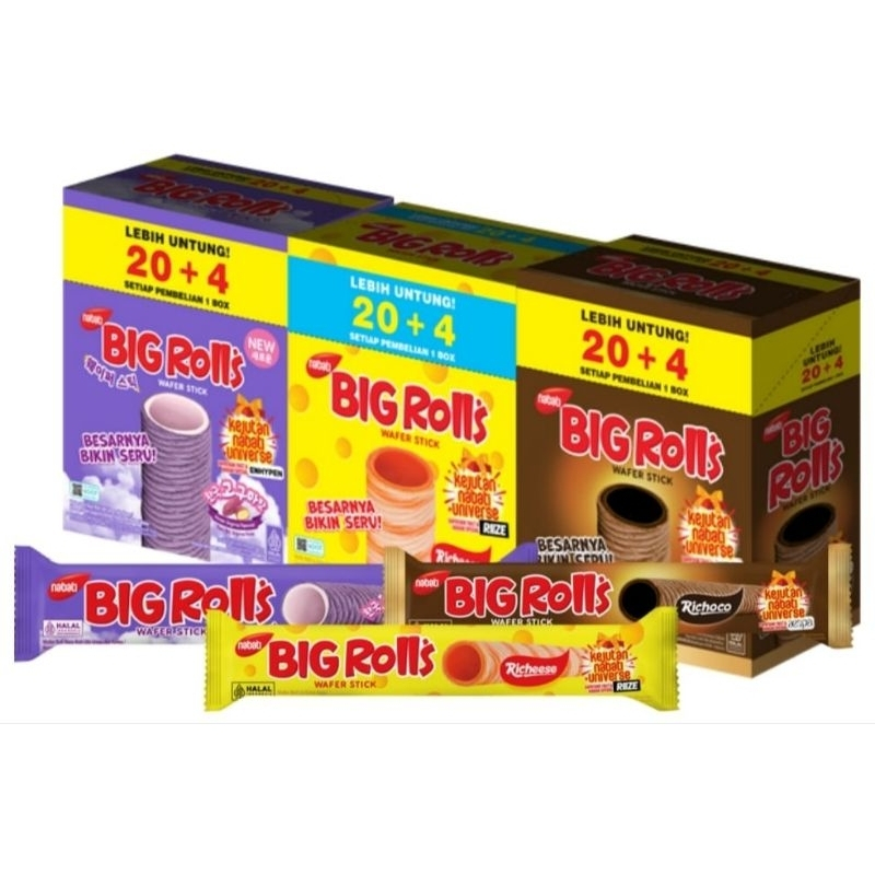 

Nabati Big Roll's Wafer Stick 1 Pak isi 20+4 pc 16g