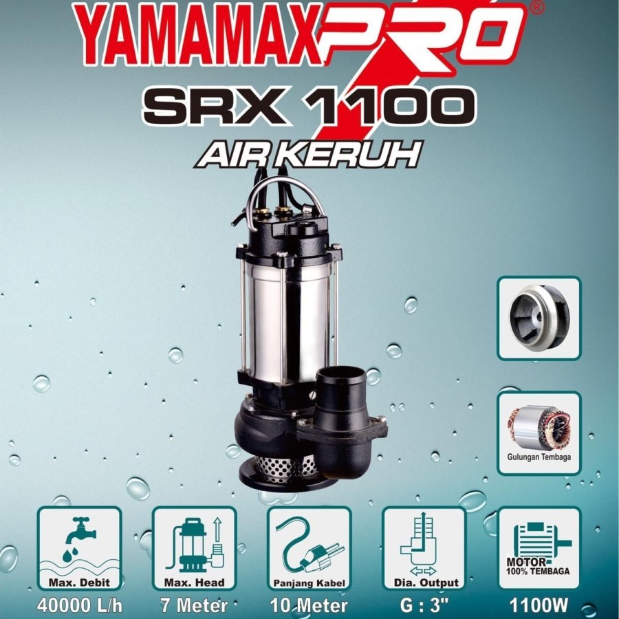 Pompa Celup 3" 3 inchi Air Keruh SRX-1100 SRX 1100M 1100 Manual Submersible Pump Yamamax Pro