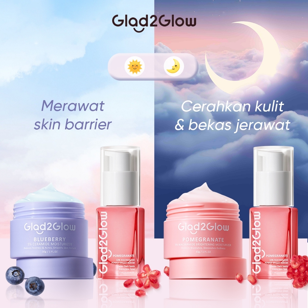 Glad2Glow Paket 2pcs Set Serum + Moisturizer Glad2Glow