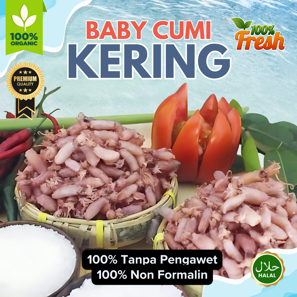 

Baby Cumi Organik | 100% Fresh | Non Formalin | Baby Cumi Kering Asin