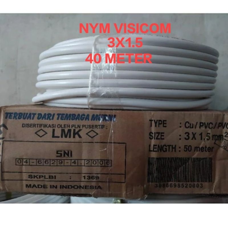 KABEL LISTRIK NYM VISICOM 3X1.5 (40M) KABEL VISICOM TEMBAGA ASLI SNI