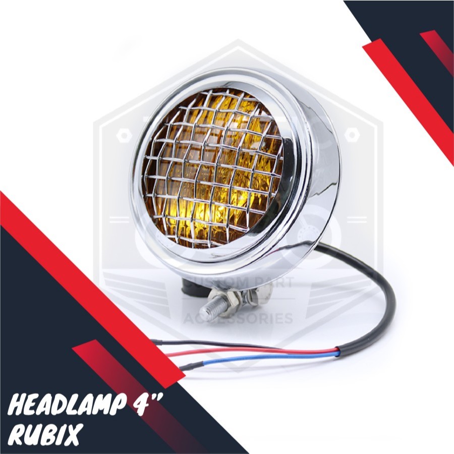 Headlamp Lampu Depan 4 Rubix Motor Custom Universal Chopper Bobber