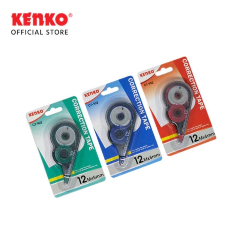 

Correction Tape / Tip-Ex Kertas Roll KENKO CT - 902 12M x 5mmTip Ex kering WARNA RANDOM