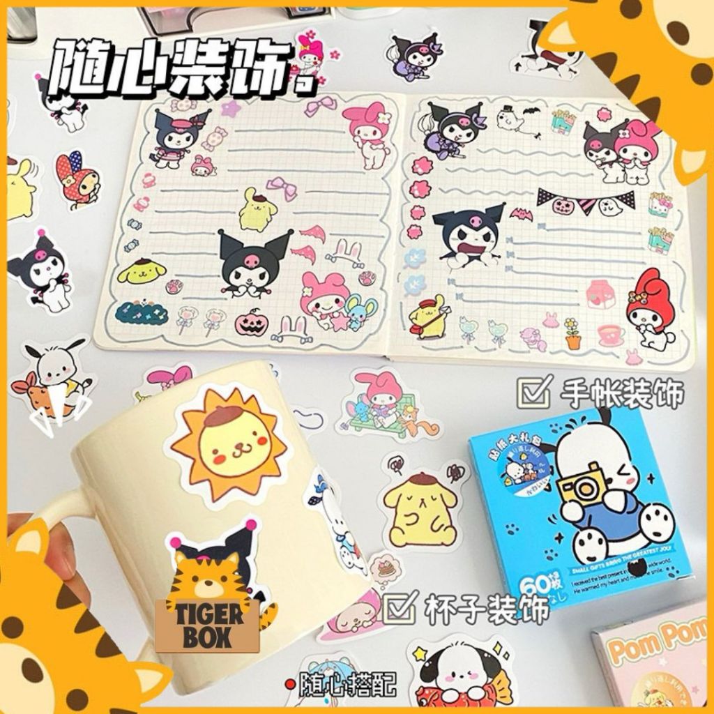 

Stiker Sanrio Kawaii Karakter Kuromi Melody Cinnamorol