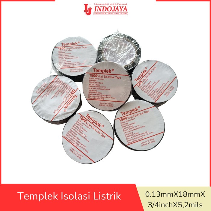 

ISOLASI TEMPLEK/ISOLASI TEMPLEK HITAM/ISOLASI LISTRIK 1800 VINYL ELECTRICAL TAPE/ISOLASI ROLL