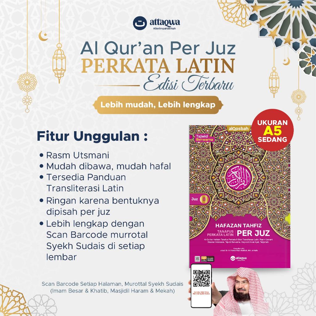 H3T Mushaf Alquran Per Juz 30 Buku Perkata Latin Ukuran A5 dan Terjemahan