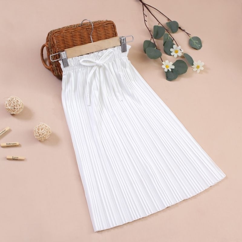 SERIAN WARNA PUTIH ROK & KULOT PLISKET PREMIUM ANAK DEWASA COUPLE