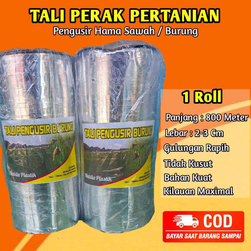 Tali Pengusir Burung Sawah (TALI PERAK) Panjang 800 Meter  / Pengusir Hama Sawah / Tidak Kusut