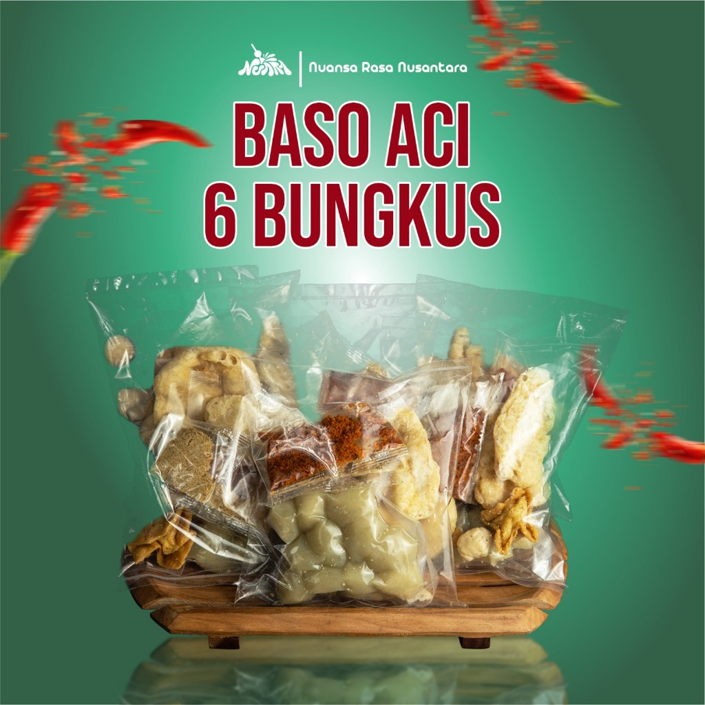 

[ TERLARIS & TERPERCAYA ] Paket Baso Aci 6pcs Kuah Pedas Gurih Chili Oil Topping Halal Boci Bakso Baci COD