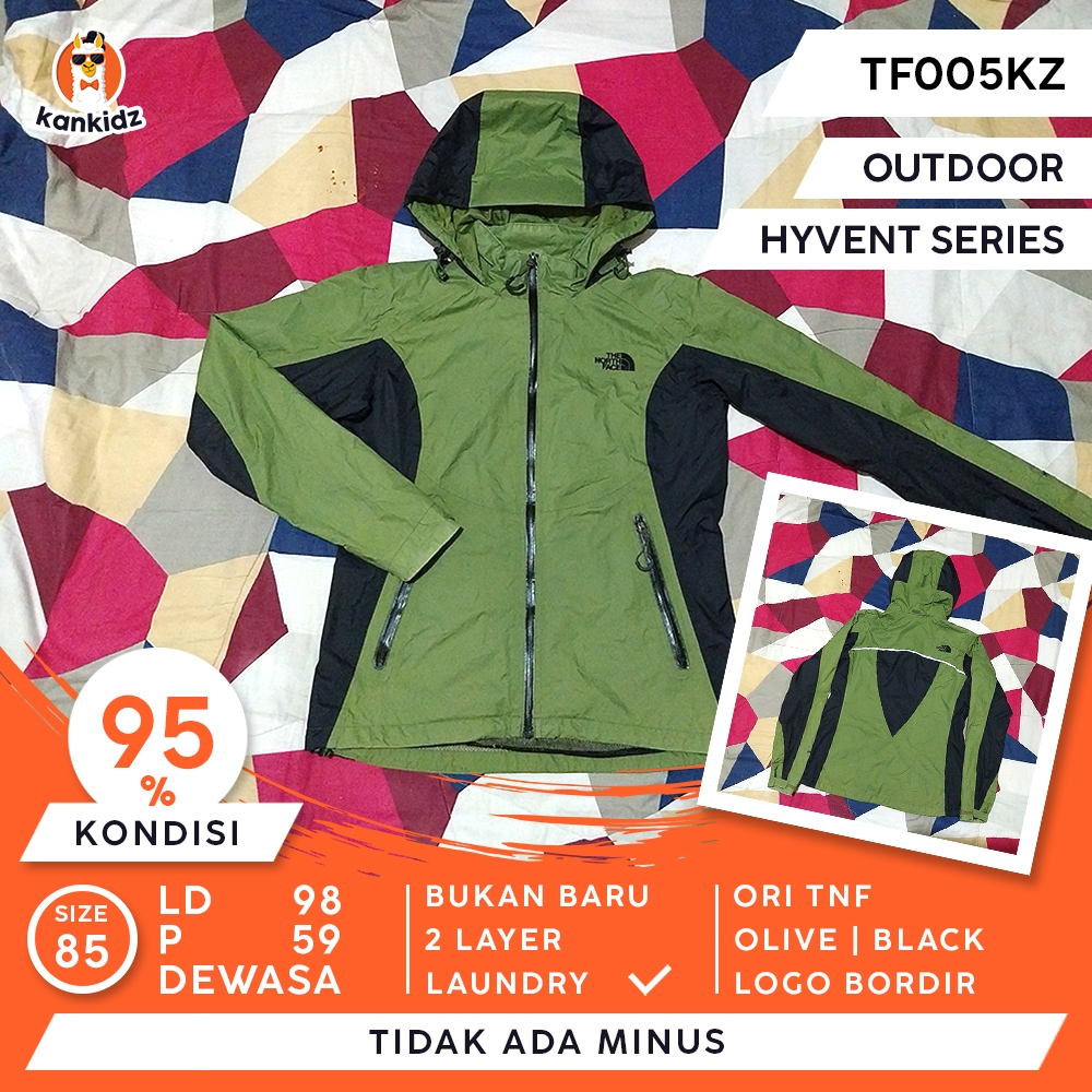 SIAP PAKAI | Jaket Dewasa Outdoor TNF Hyvent | Olive Black Size 85