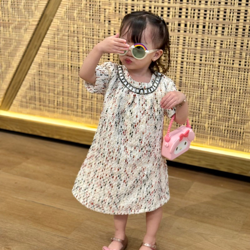 NINIKIDS - Baju Dress Bayi / Balita Perempuan Mewah Kualitas Impor Model Korean Style Warna Putih [ 