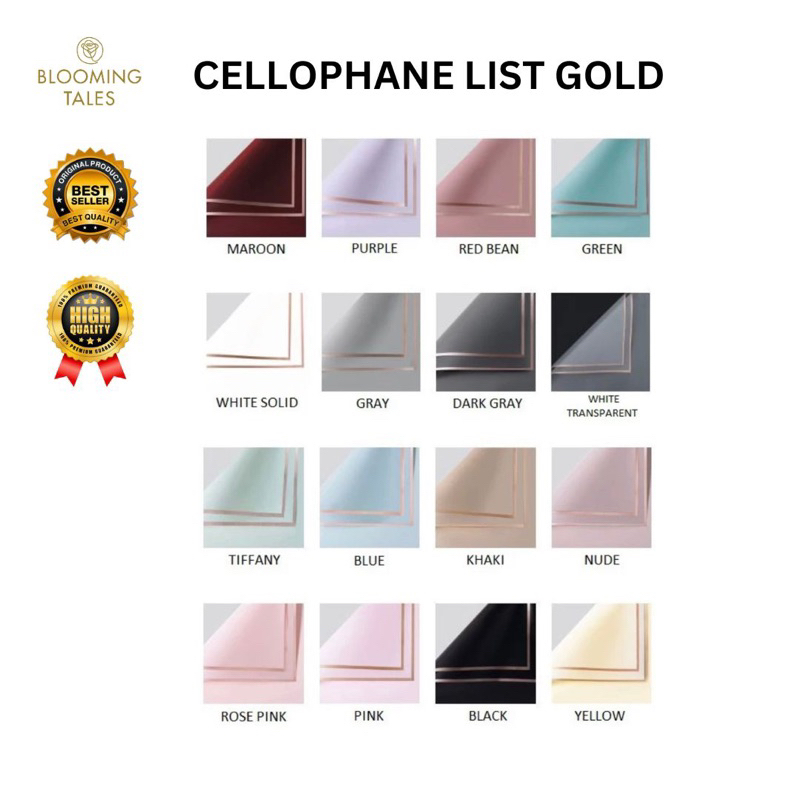 

[LEMBARAN] Cellophane List Gold / Kertas Wrapping Buket Bunga