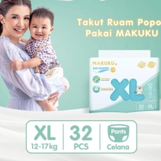 Makuku Sap Diapers Comfort+ Comfort Plus Comfort + Pants Celana XL32 XL 32