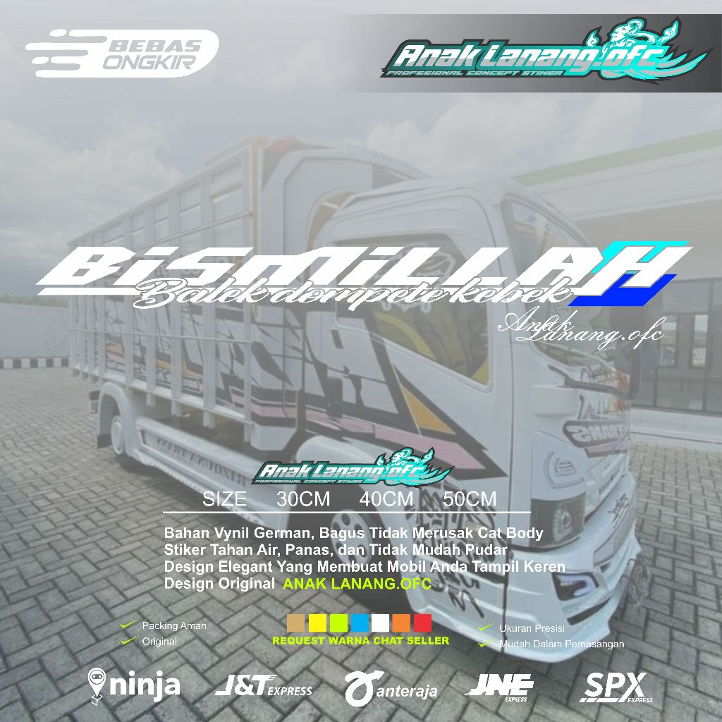 Stiker kaca truk pickup bismillah cutting stiker kaca truk pickup stiker kaca bismillah