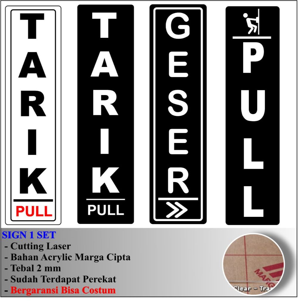 

AKRILIK PINTU PUSH TARIK DORONG GESER SIGNBOARD ACRYLIC TEBAL 2 MM BAHAN BERMERK