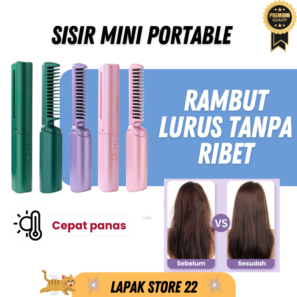 Sisir Catokan Pelurus Rambut Pelurus Rambut Permanen Alat Pelurus Rambut Lurus Portable Catokan Sisi