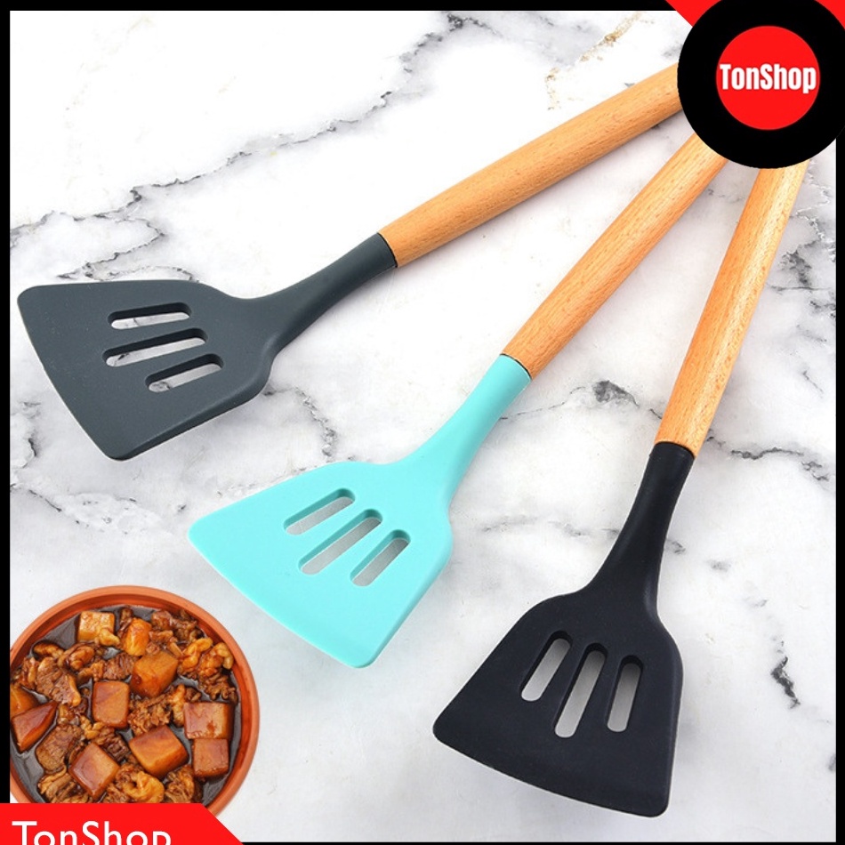 Paling Laku Sodet Silikon Gagang Kayu  Sodet Silikon Tahan Panas  Spatula Silikon Tahan Panas  Sutil