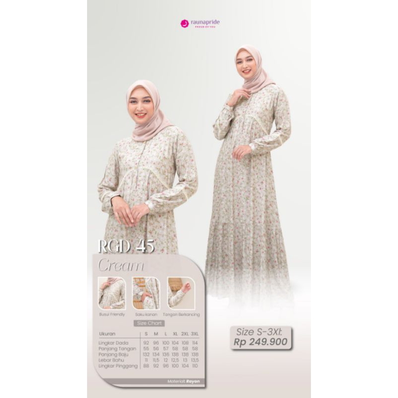 BAJU GAMIS RAUNA KATUN RAYON BUNGA CANTIK ADEM BUSUI