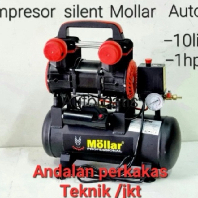 KOMPRESOR ANGIN SILENT OILESS AUTO 10LITER 1HP TIPE BLACK PANTHER MOLLAR