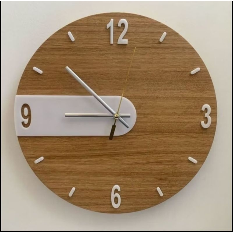 jam dinding kayu ukuran 60 cm natural duco