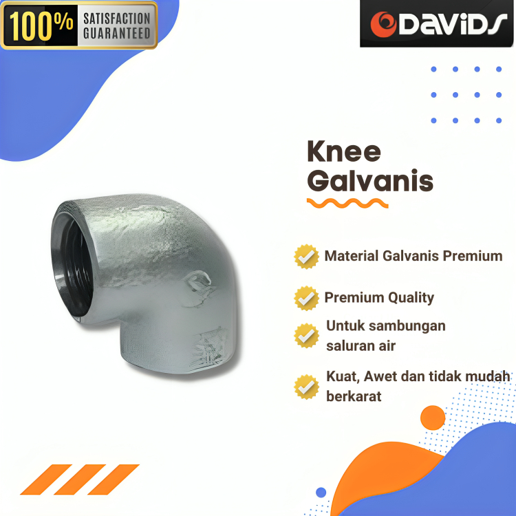 Knee Kni Elbow Sambungan Fitting Pipa Besi Galvanis 1/2 Inch