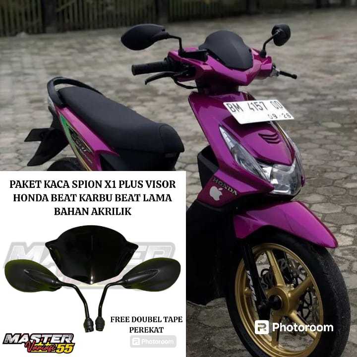 PAKET VARIASI KACA SPION 125Z 125ZR PLUS VISOR BAHAN AKRILIK PNP HONDA BEAT KARBU BEAT LAMA MV55