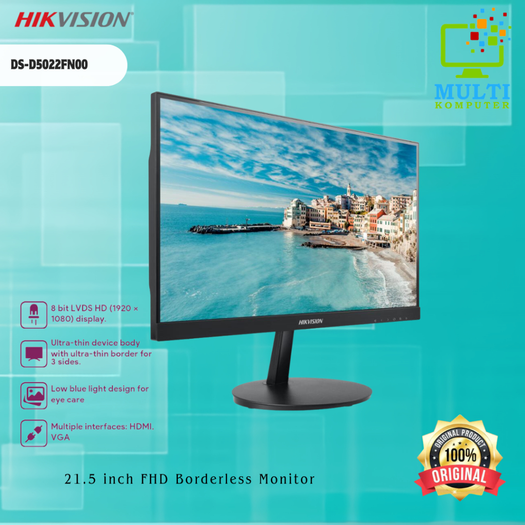 HIKVISION DS-D5022FN00 21.5 INCH FHD BORDERLESS IPS MONITOR HDMI / VGA