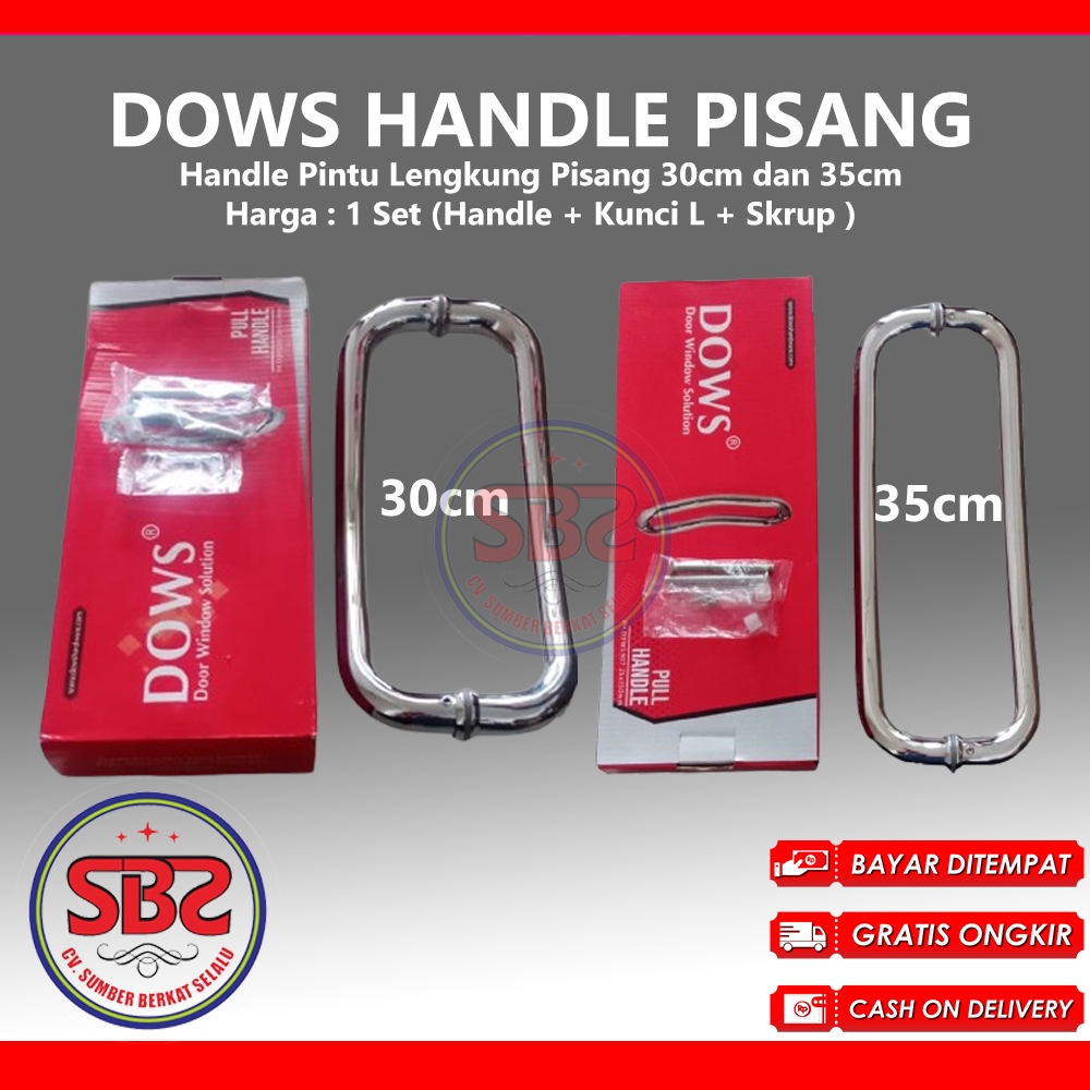 DOWS Handle Lengkung Handle Pisang Tarikan Pintu Kupu Tarung - Handle Pintu Lengkung Pisang 30cm dan