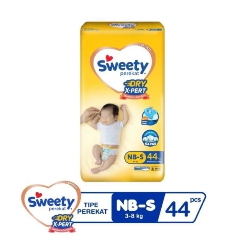 Popok Tape Anak Bayi SWEETY DRY XPERT BRONZE Comfort Perekat Newborn NBS44 / Pants S38