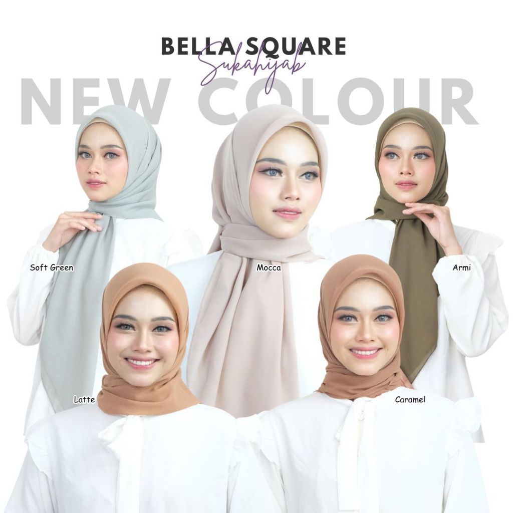 SUKAHIJAB - Bella Square Hijab Segi Empat Terbaru 2025 Bahan Pollycotton Premium Jahit Tepi Anti Let