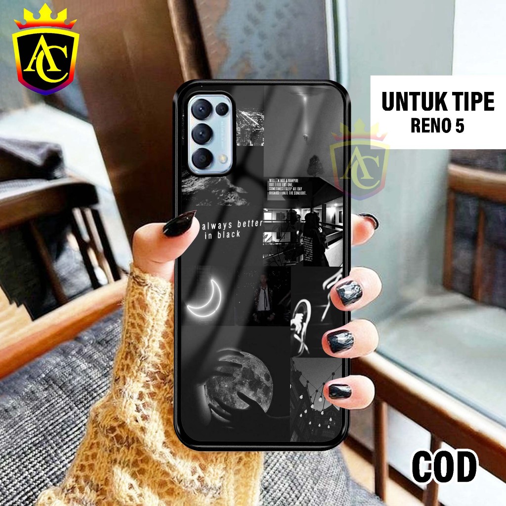 Case Oppo RENO 5 - Hardcase Glossy casing Hp RENO 5 [Motif - Aesthetic 01] - AnekaCase softcase glas