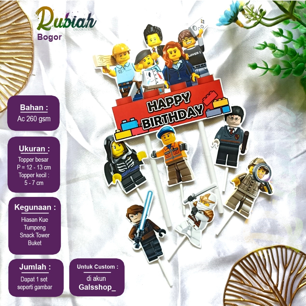 Topper cake Karakter Lego / Hiasan Kue ulang Tahun anak