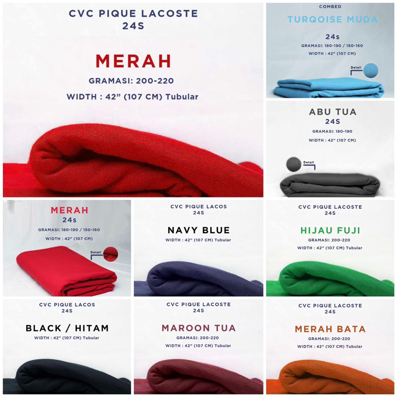 katun kombed/cvc lacos pique