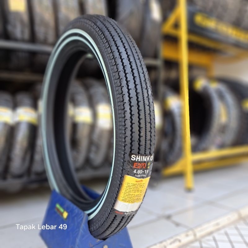 Ban SHINKO E270 Super Classic 2W 4.00 Ring 19 Double White Strips For HD Classic Oldskull Vintage Bo