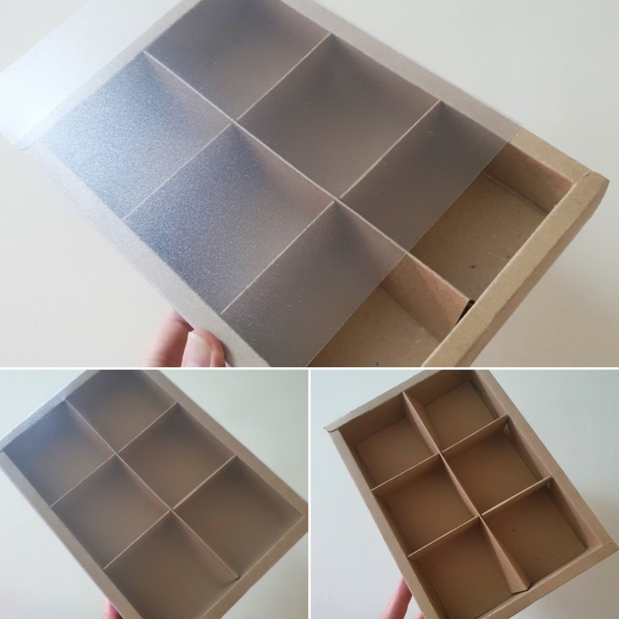 

(5 Pcs) Box Lapis Legit Tanpa Mika Dus Brownies Potong Sekat 6 Kotak Cake Coklat Size 7x7x4 Cm