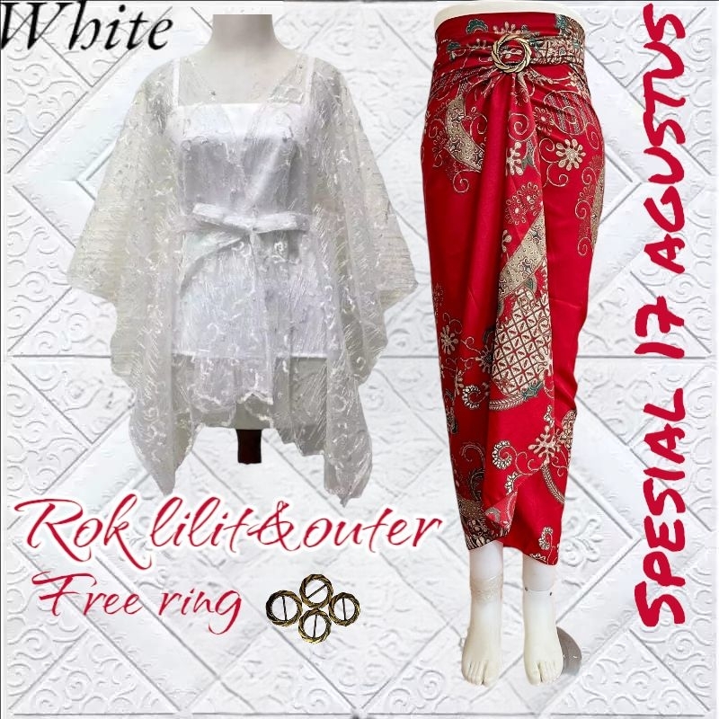SETELAN WANITA -Setelan outer dan rok lilit cantik /stelan kebaya /rok lilit