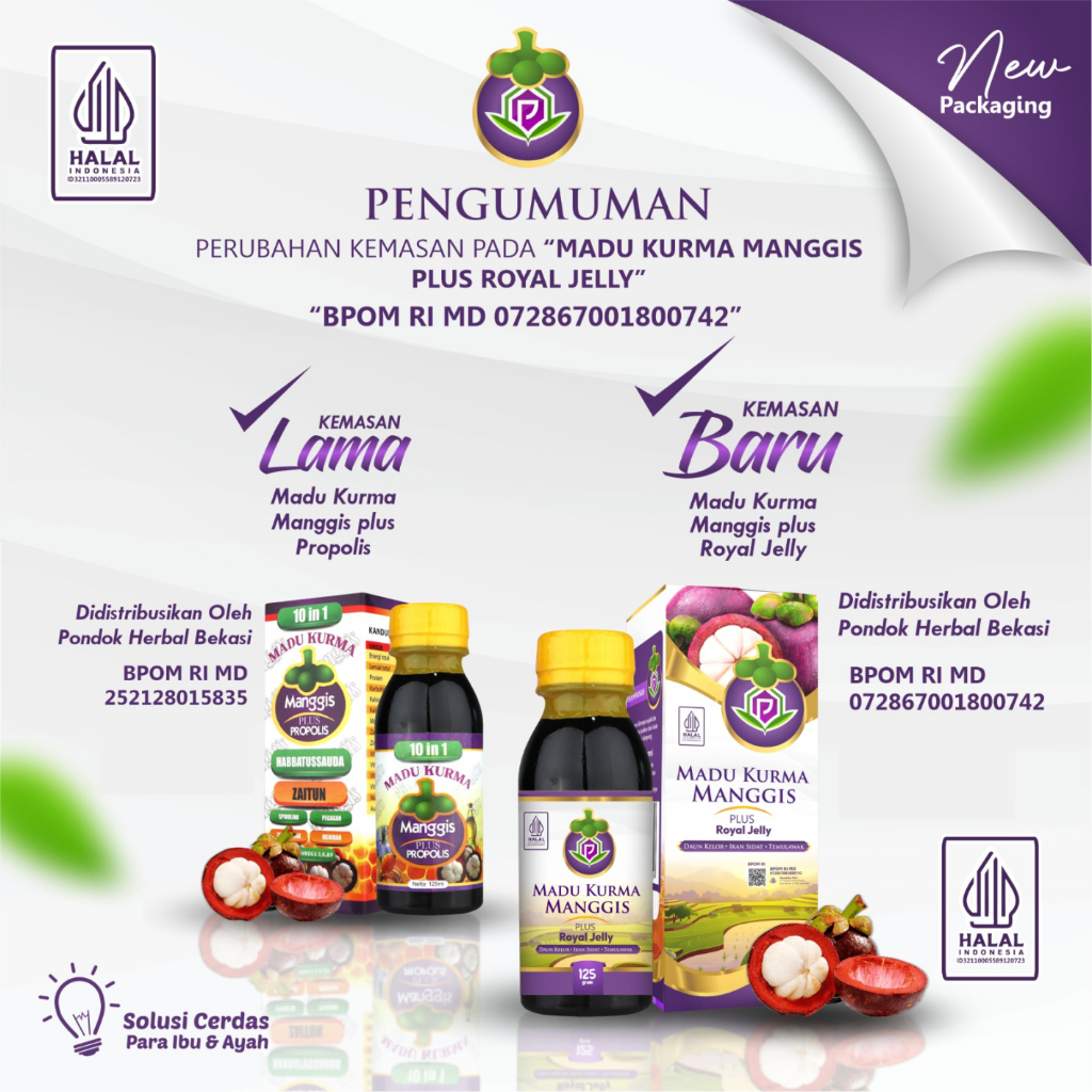 

MADU KURMA MANGGIS,PROPOLIS PLUS IKAN SIDAT Vitamin Nafsu Makan 10 IN 1 (125ML) ORIGINAL BPOM