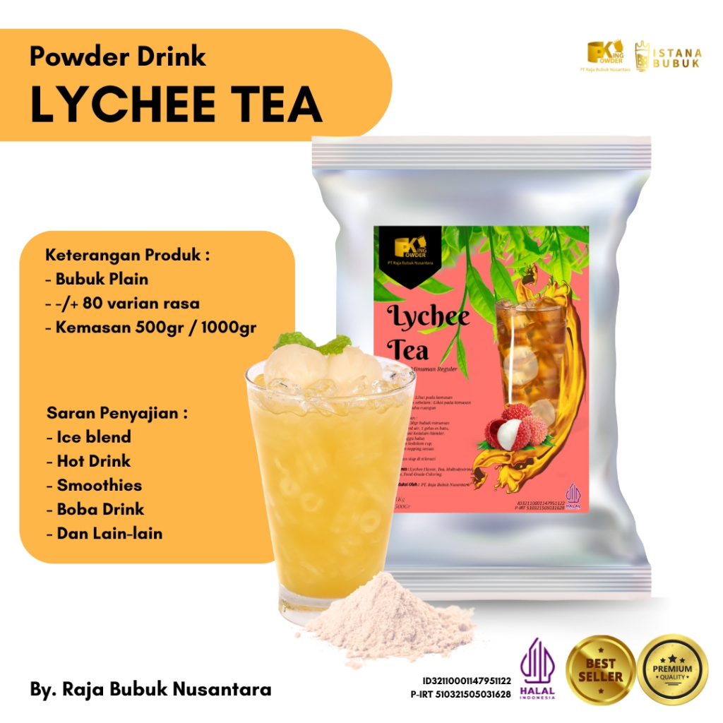 

Bubuk Minuman Leci Tea Bubuk minuman rasa teh Leci Powder Drink Leci Tea