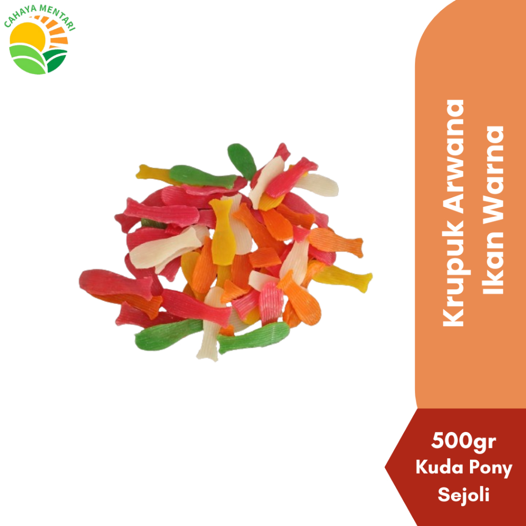 

KRUPUK MENTAH IKAN ARWANA WARNA WARNI 500GR CAP KUDA PONY SEJOLI