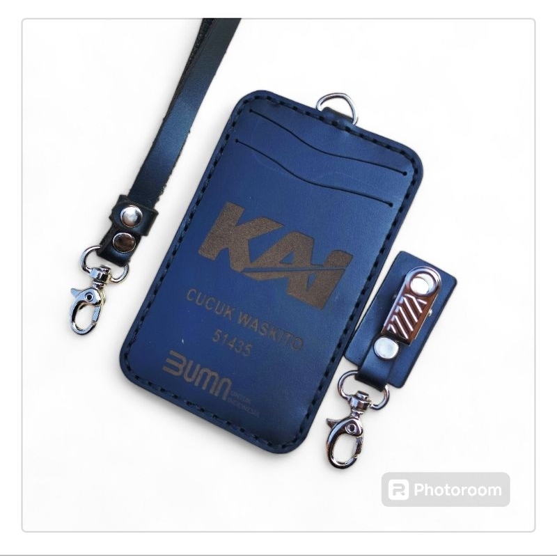 

PREMIUM Id Card Holder Kulit Name Tag Lanyard Gantungan Kartu KAI BUMN Free Nama Logo Foto