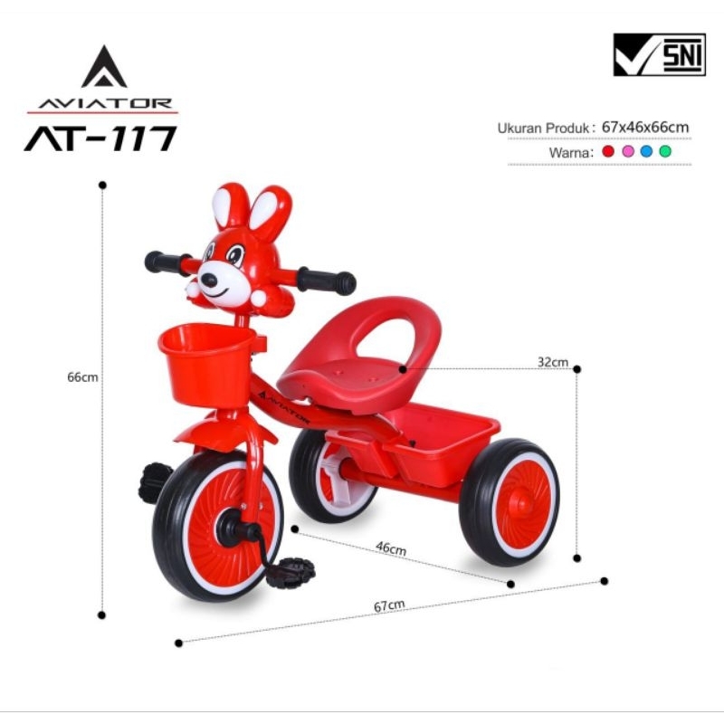 TRICYCLE/SEPEDA RODA TIGA ANAK MUSIK AT-117 AVIATOR