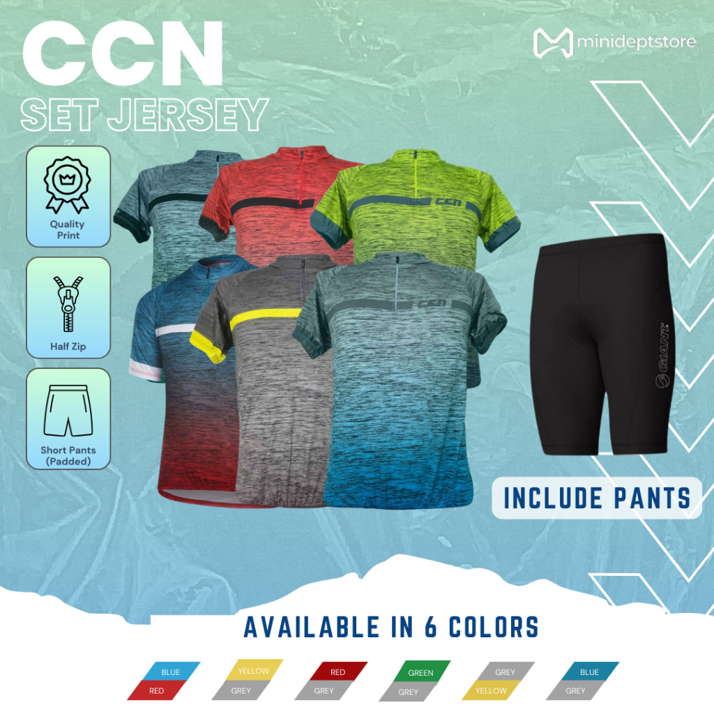 Setelan Jersey Sepeda Dan Celana Sepeda Polos CCN Kaos Gowes Sepeda Road Bike MTB dengan Kantong Bel
