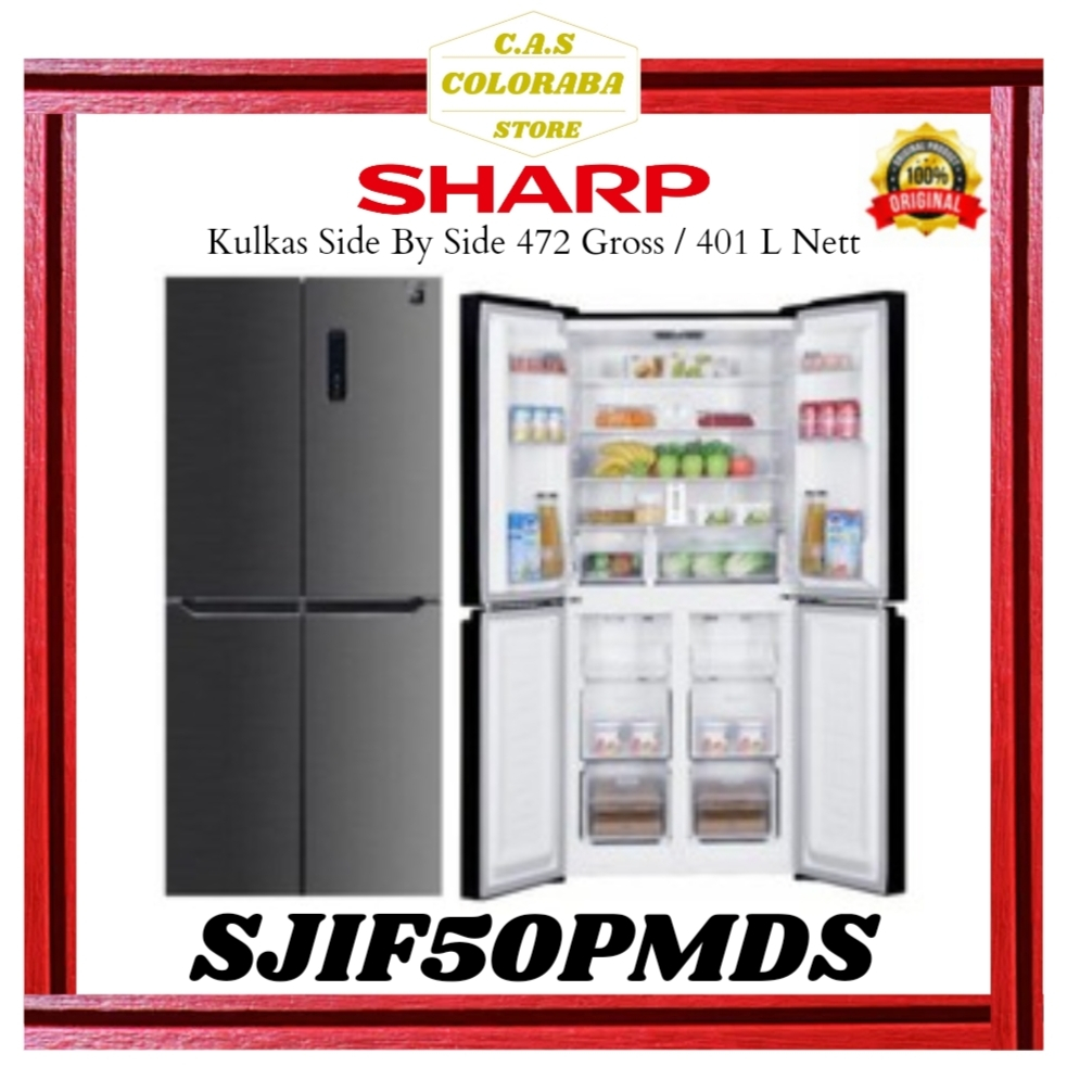 KULKAS SHARP SJIF50PMDS KULKAS SIDE BY SIDE 401L SJIF50PM SJIF50 SJ-IF50PM-DS SJ-IF50 SJ-IF50PM