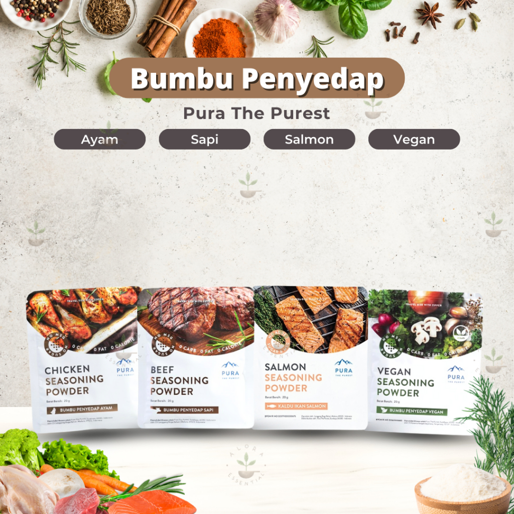 

Pura Premium Seasoning / Pura Kaldu Chicken / Beef / Vegan Bumbu Kaldu Penyedap Rasa tanpa MSG