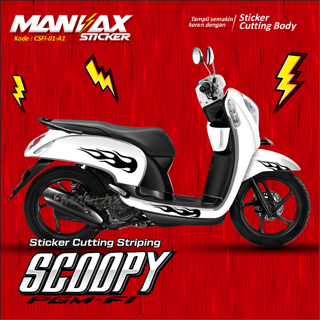 CUTTING SCOOPY FI API  STICKER CUTTING SCOOPY NEW DESIGN STIKER SCOOPY STRIPING SCOOPY NEW LIS BODY 